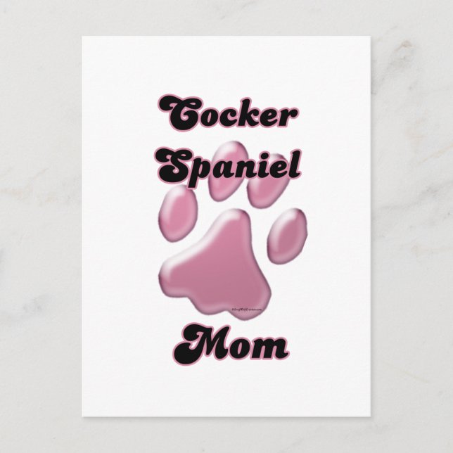 Cocker Spaniel Mum Pink Pawprint  Postcard (Front)