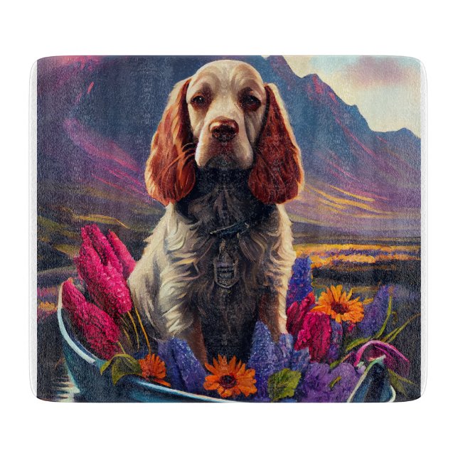 Cocker Spaniel on a Paddle: A Scenic Adventure Cutting Board (Front)