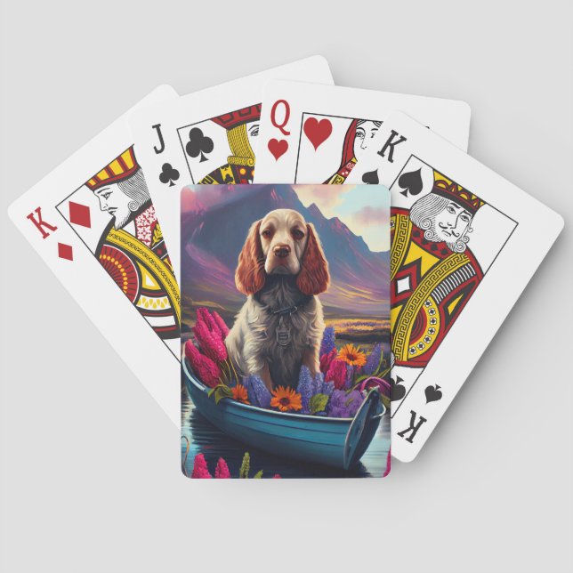 Cocker Spaniel on a Paddle: A Scenic Adventure Playing Cards (Back)