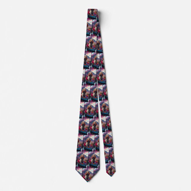 Cocker Spaniel on a Paddle: A Scenic Adventure Tie (Front)