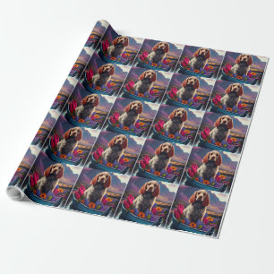 Cocker Spaniel on a Paddle: A Scenic Adventure Wrapping Paper