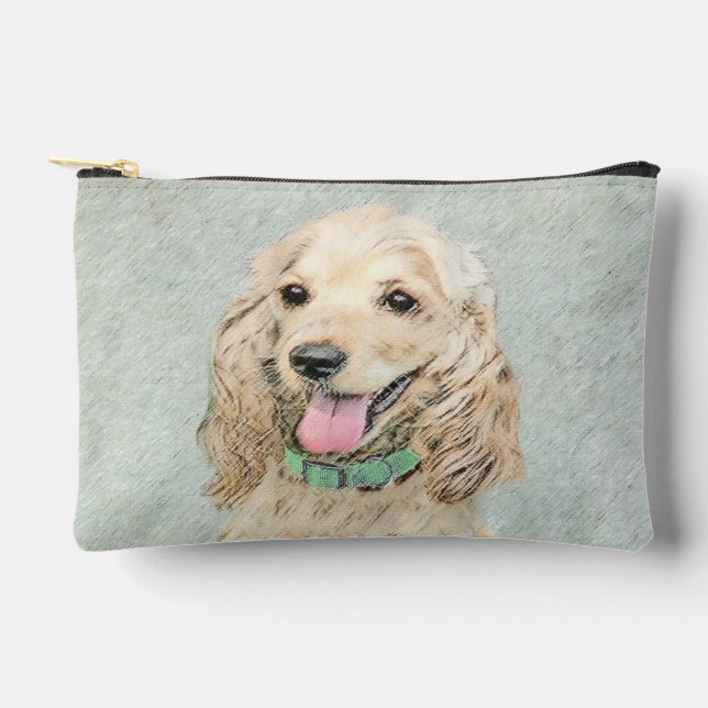 Cocker Spaniel Painting Buff Gold Original Dog Art Accessory Pouch (Front)