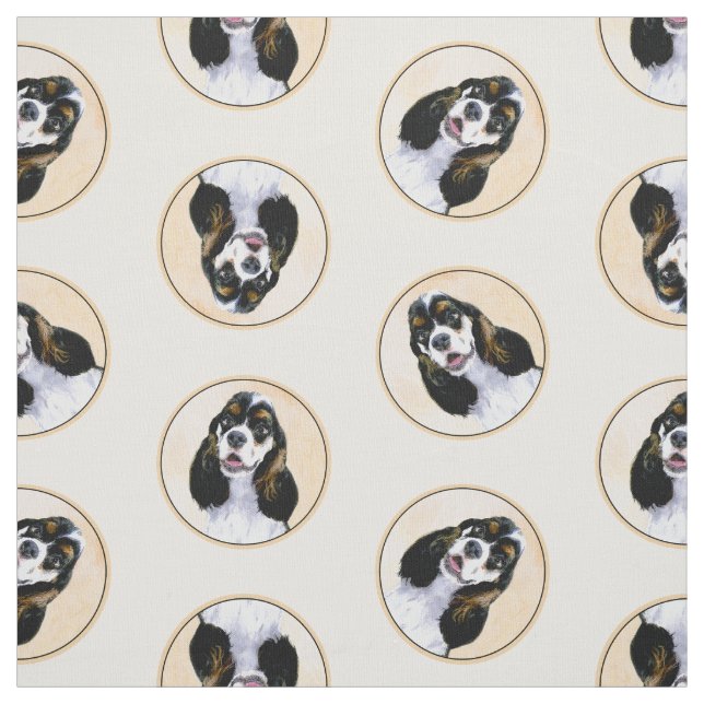 Cocker Spaniel Painting Parti Tan Original Dog Art Fabric (Swatch)