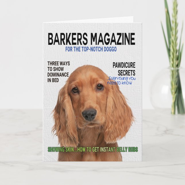 Cocker Spaniel Parody Magazine Cover Card (Front)