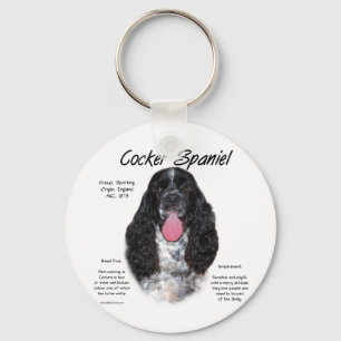 Cocker Spaniel (Parti/b&w) History Design Key Ring