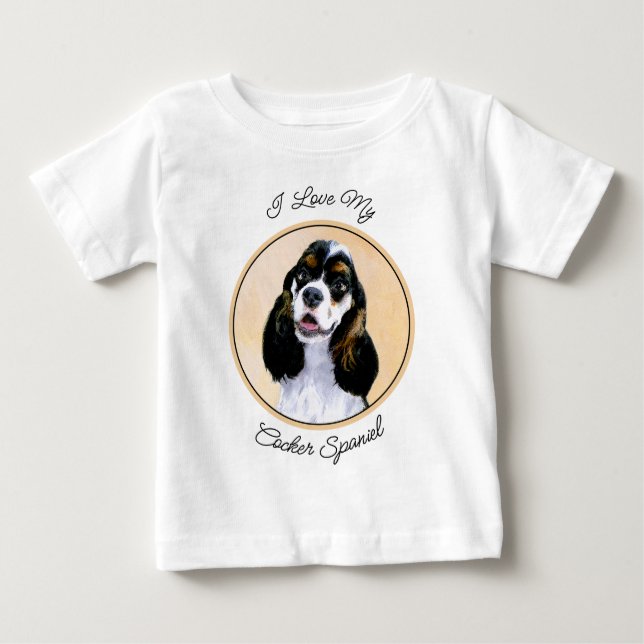 Cocker Spaniel (Parti) Painting - Original Dog Art Baby T-Shirt (Front)