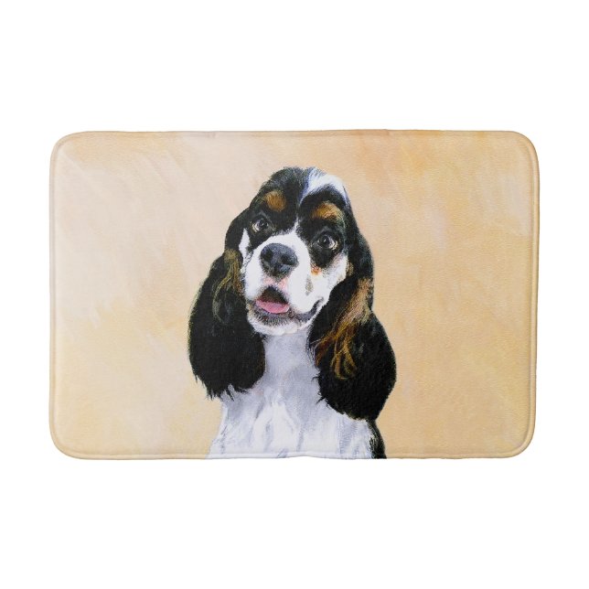 Cocker Spaniel (Parti) Painting - Original Dog Art Bath Mat (Front)