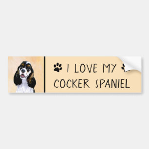 Cocker Spaniel (Parti) Painting - Original Dog Art Bumper Sticker