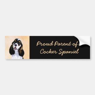 Cocker Spaniel (Parti) Painting - Original Dog Art Bumper Sticker