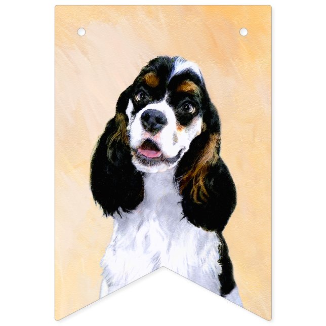 Cocker Spaniel (Parti) Painting - Original Dog Art Bunting (First Flag)