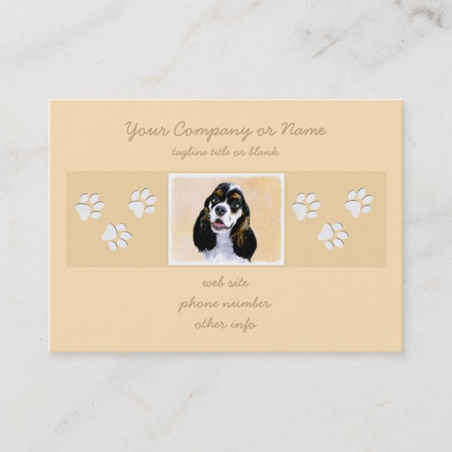Cocker Spaniel (Parti) Painting - Original Dog Art Business Card (Front)