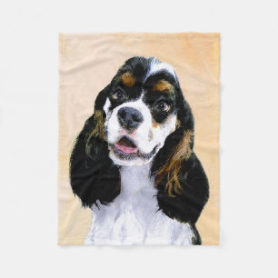 Cocker Spaniel (Parti) Painting - Original Dog Art Fleece Blanket