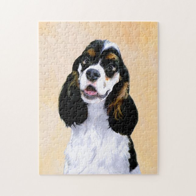 Cocker Spaniel (Parti) Painting - Original Dog Art Jigsaw Puzzle (Vertical)