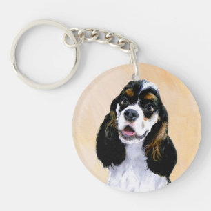 Cocker Spaniel (Parti) Painting - Original Dog Art Key Ring