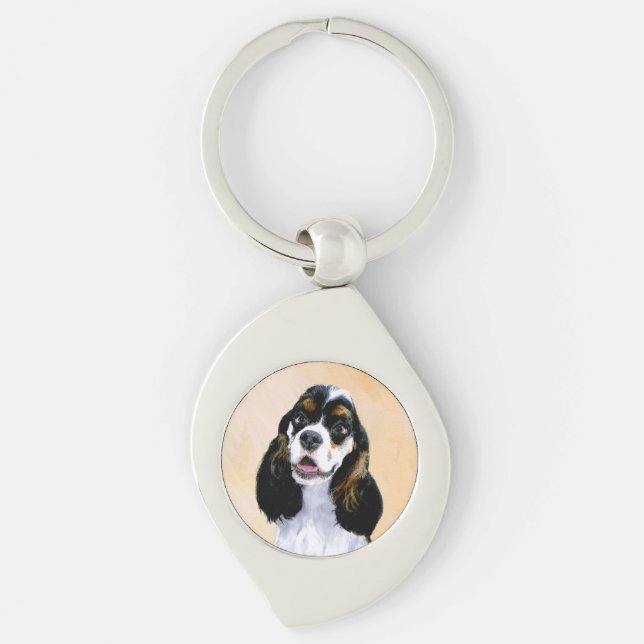 Cocker Spaniel (Parti) Painting - Original Dog Art Key Ring (Front)