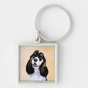 Cocker Spaniel (Parti) Painting - Original Dog Art Key Ring