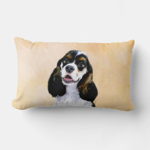 Cocker Spaniel (Parti) Painting - Original Dog Art Lumbar Cushion