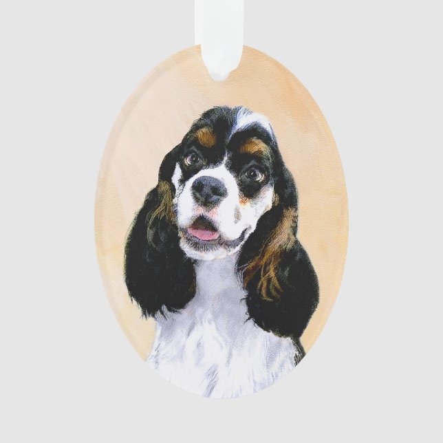 Cocker Spaniel (Parti) Painting - Original Dog Art Ornament (Front)