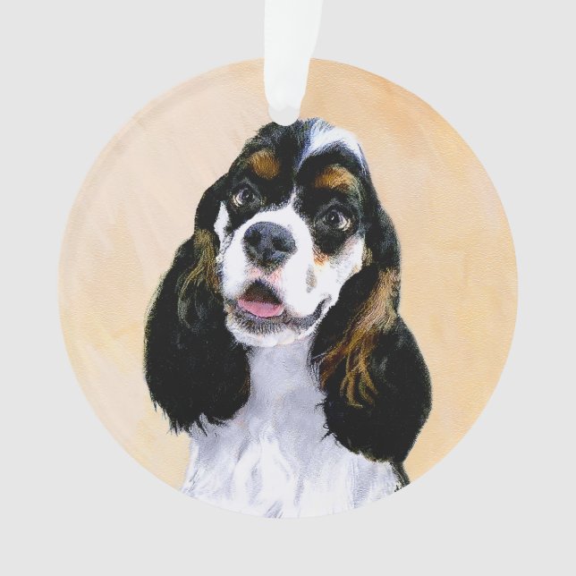 Cocker Spaniel (Parti) Painting - Original Dog Art Ornament (Front)