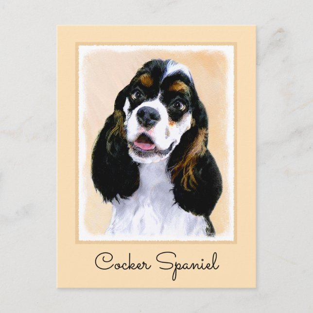 Cocker Spaniel (Parti) Painting - Original Dog Art Postcard (Front)