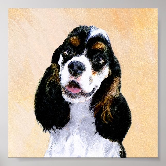 Cocker Spaniel (Parti) Painting - Original Dog Art Poster (Front)