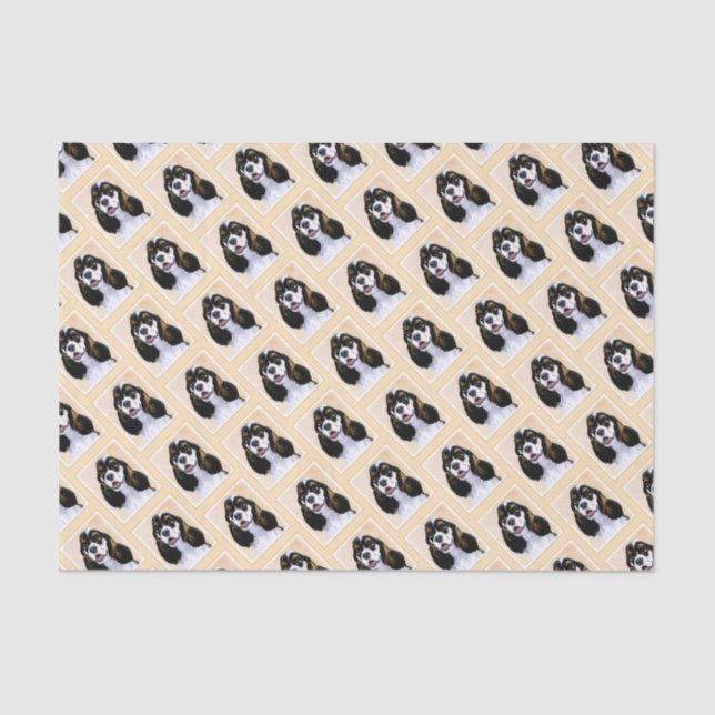 Cocker Spaniel (Parti) Painting - Original Dog Art Tissue Paper (Front)