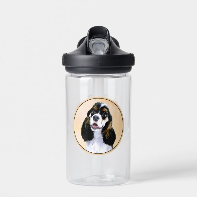 Cocker Spaniel (Parti) Painting - Original Dog Art Water Bottle (Front)