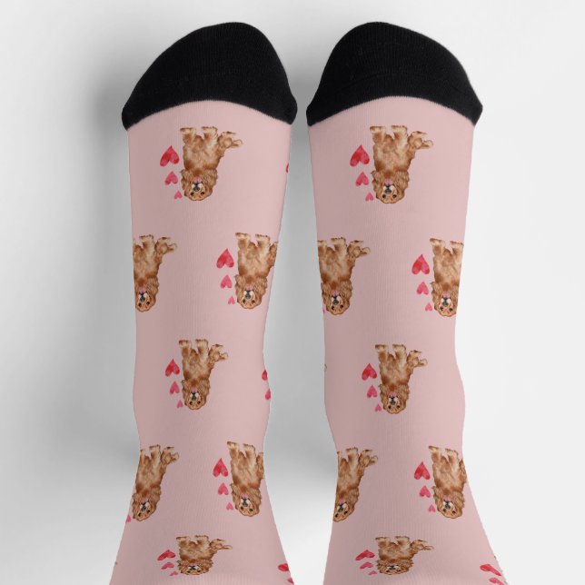 Cocker Spaniel Pattern on Pink Socks (Top)