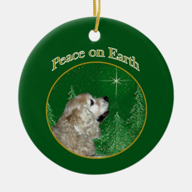 Cocker Spaniel Peace Ceramic Ornament (Front)