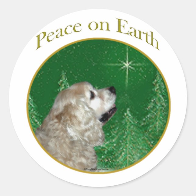 Cocker Spaniel Peace Classic Round Sticker (Front)