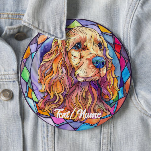 Cocker Spaniel Pet Dog Stain Glass Design Pin