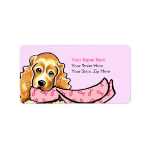 Cocker Spaniel Pink Ribbon Scarf BCA Label