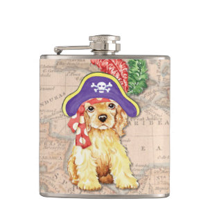 Cocker Spaniel Pirate Hip Flask