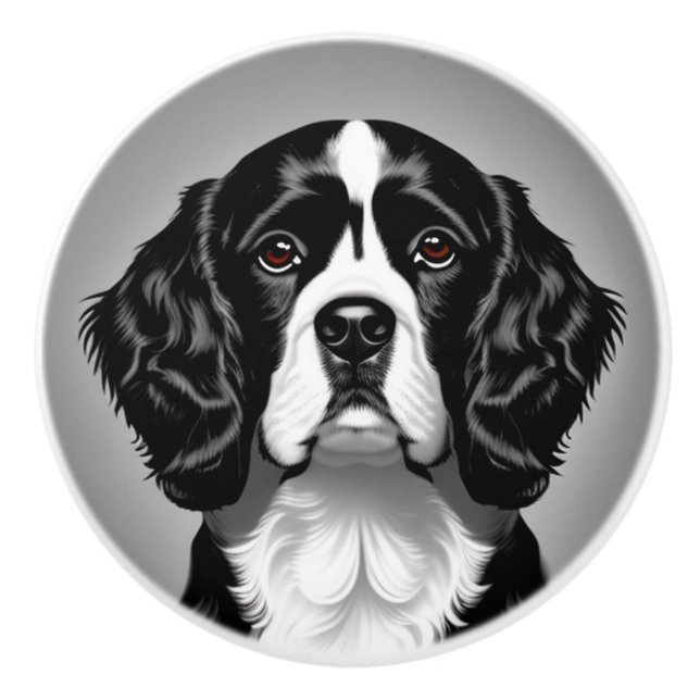 Cocker Spaniel Portrait Ceramic Knob (Front)