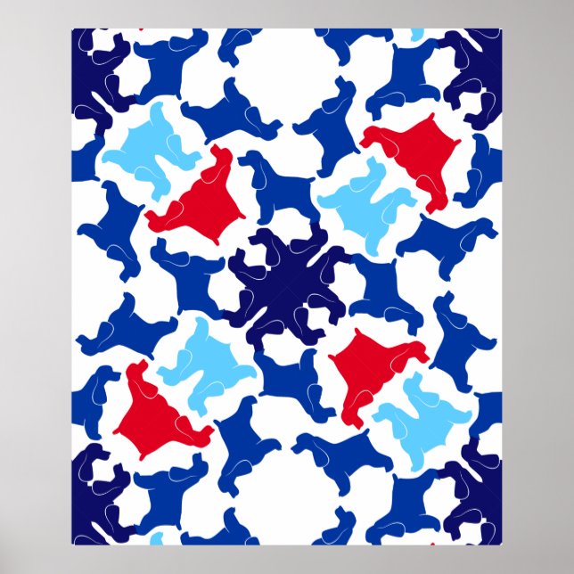 Cocker Spaniel Poster blue and red (Front)