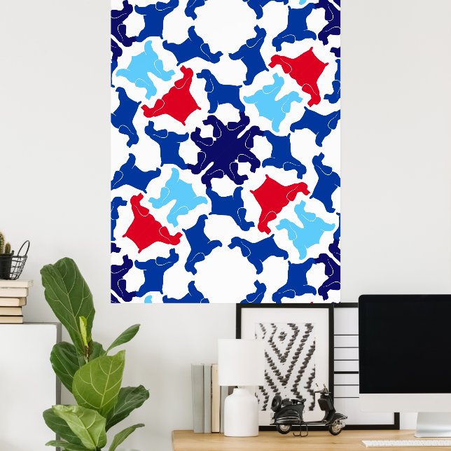 Cocker Spaniel Poster blue and red (Home Office)