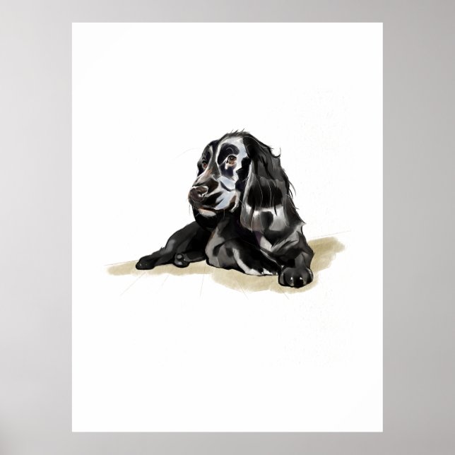 Cocker Spaniel Poster Print Watercolor Dog Art (Front)