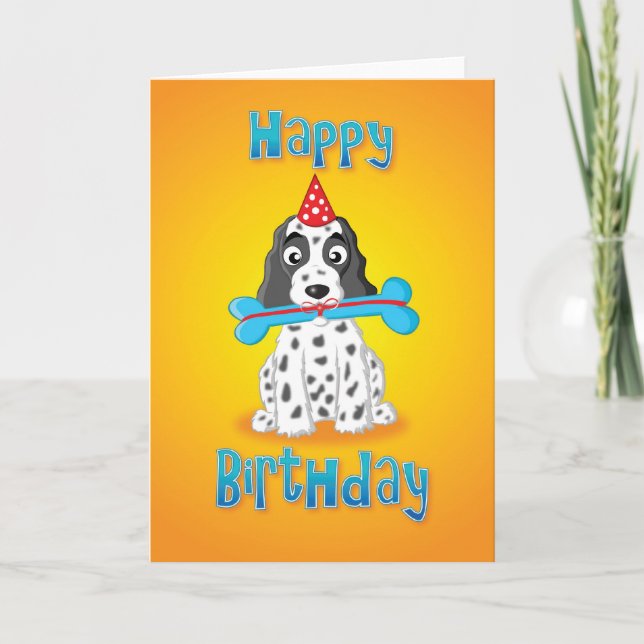 cocker spaniel - present - happy birthday card (Front)