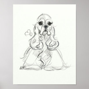 Cocker Spaniel Print   Sketch Art