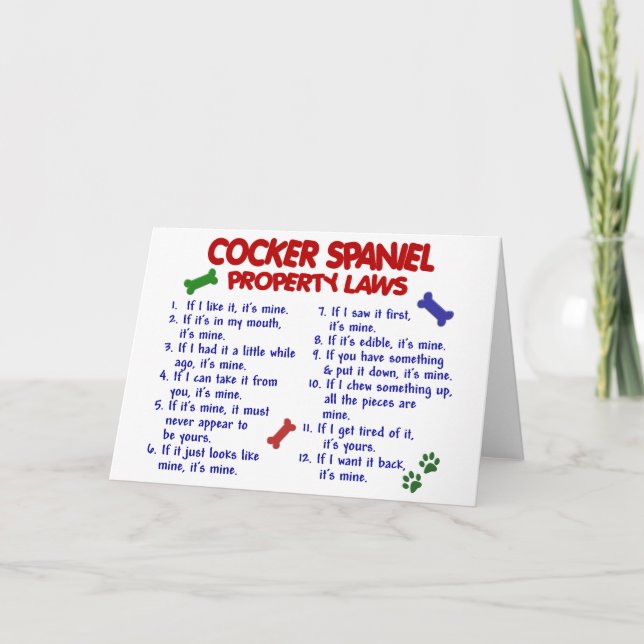 COCKER SPANIEL Property Laws 2 Card (Front)