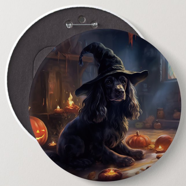 Cocker Spaniel Pumpkins Halloween Scary 6 Cm Round Badge (Front & Back)