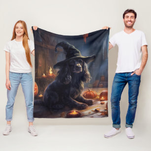 Cocker Spaniel Pumpkins Halloween Scary Fleece Blanket