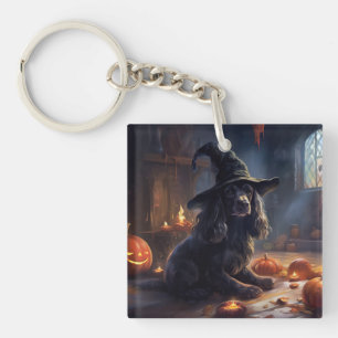 Cocker Spaniel Pumpkins Halloween Scary Key Ring
