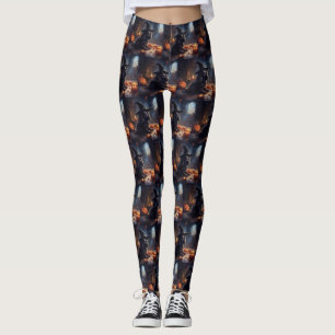 Cocker Spaniel Pumpkins Halloween Scary Leggings