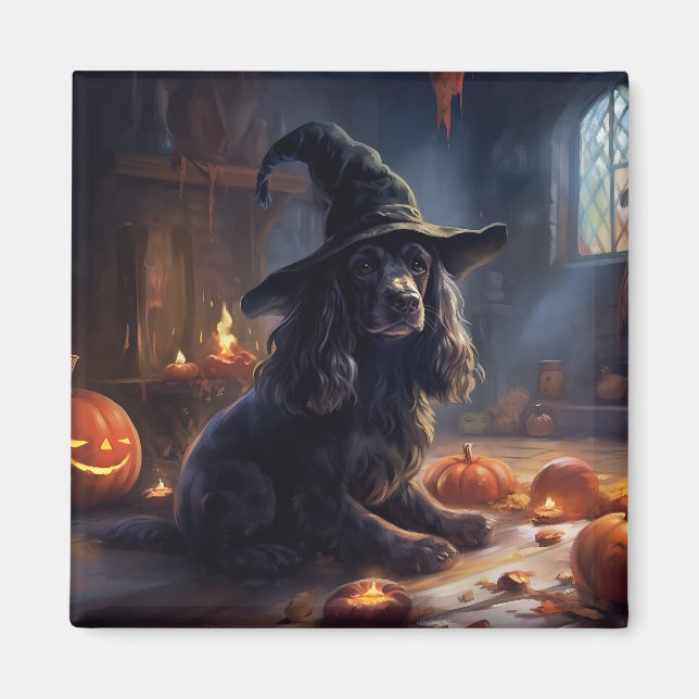 Cocker Spaniel Pumpkins Halloween Scary Magnet (Front)