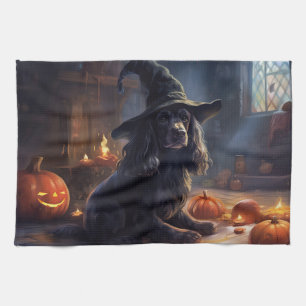 Cocker Spaniel Pumpkins Halloween Scary Tea Towel