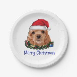 Cocker spaniel puppie christmas paper plates