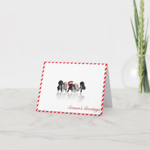 Cocker Spaniel Puppies in Santa Hat Christmas Card