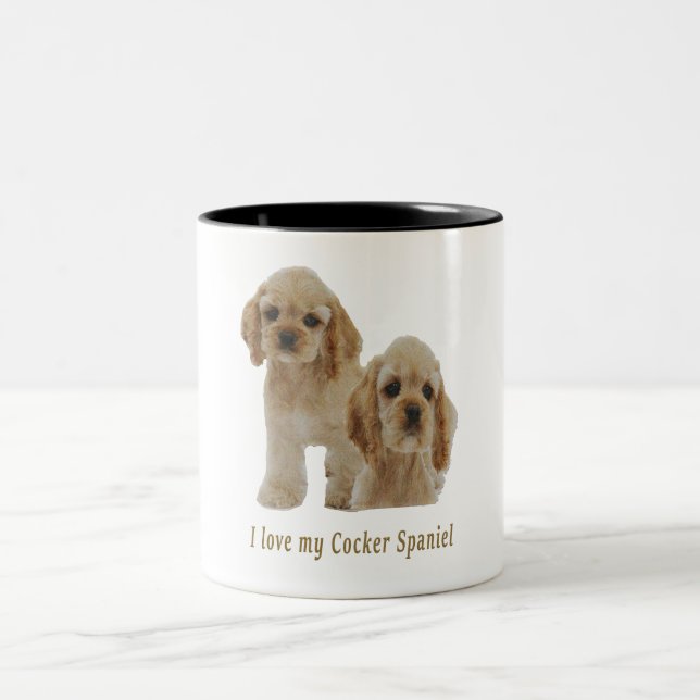 Cocker spaniel puppies Two-Tone coffee mug (Center)