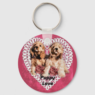 Cocker Spaniel Puppies Valentines Key Ring